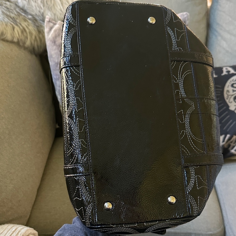 Coach Signature Madison Black Patent Leather Satchel - Picture 3 of 3